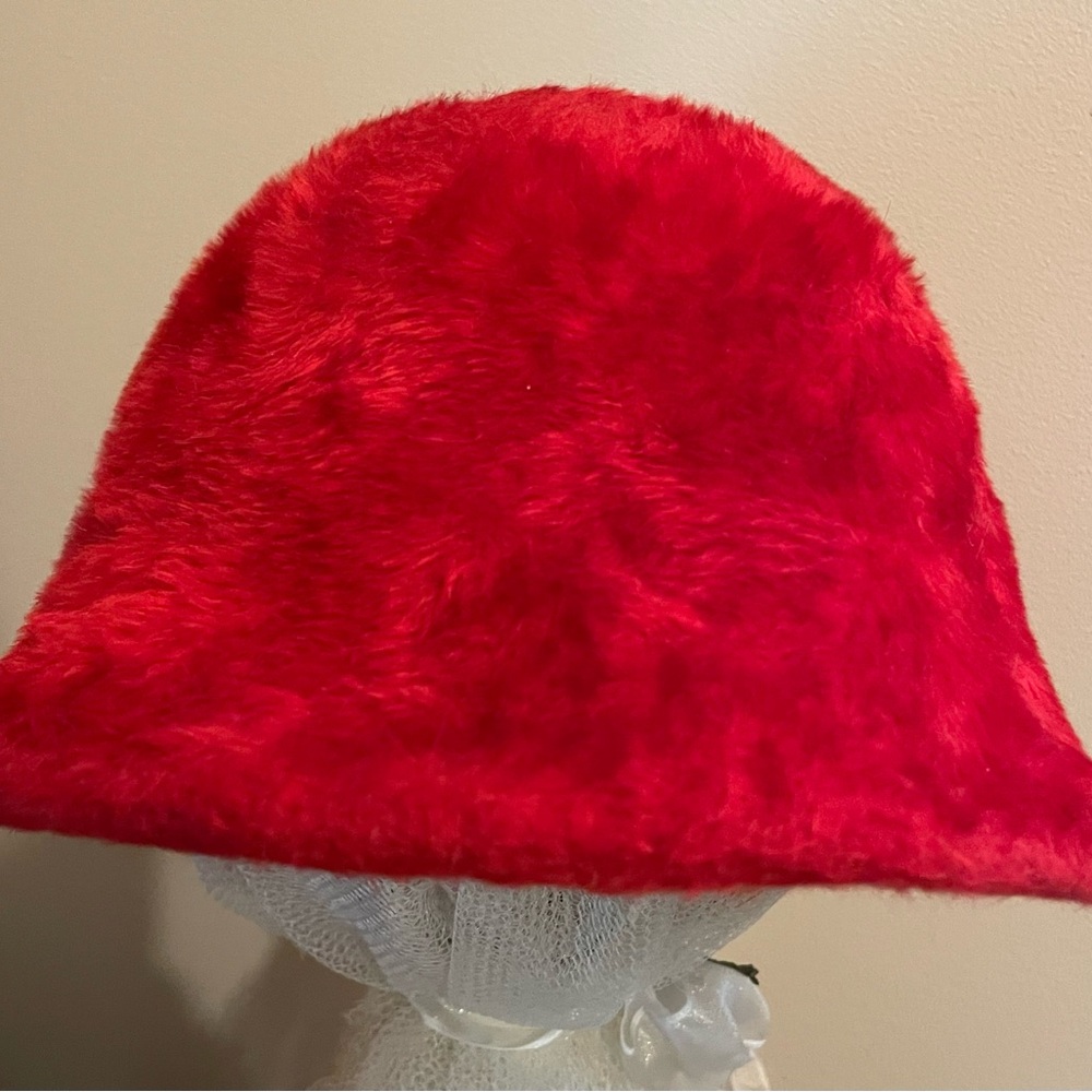 Vintage Red Mod Faux Fur Hat